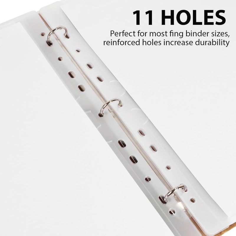 Rockhouse Sleeve Protectors, Sheet Clear Page Protector for 3 Ring Binder, 11 Holes, Plastic Cover for 8.5 x 11 inch / A4 Paper, Open-Style, No Glare (20-Pack) - Image 4